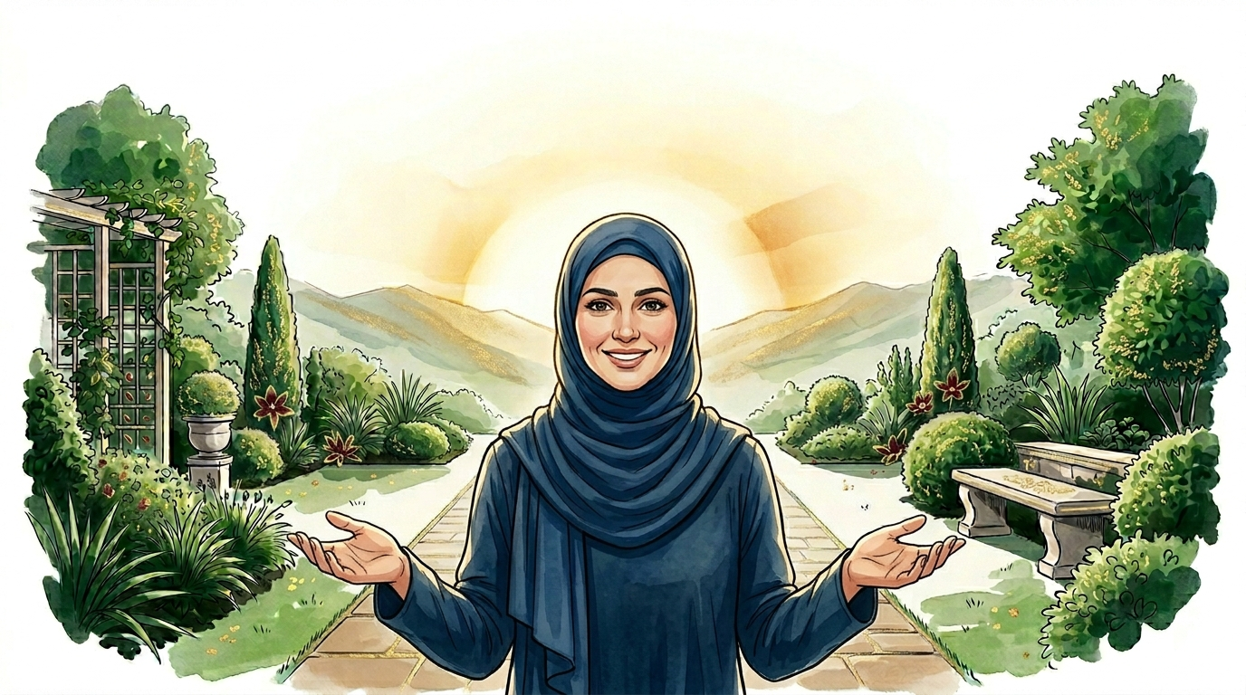 Wanita berhijab tersenyum