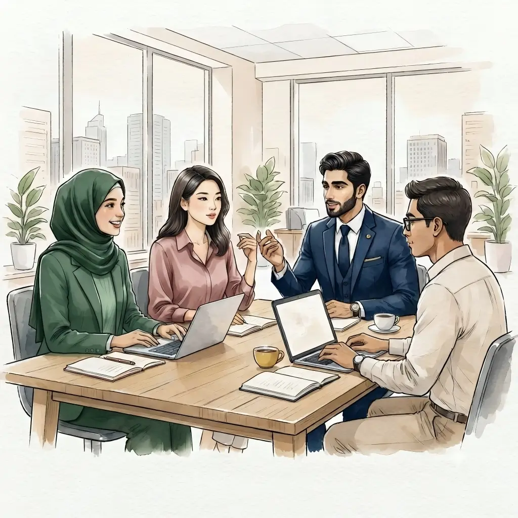 Suasana kantor tim yang solid spektra-arunika